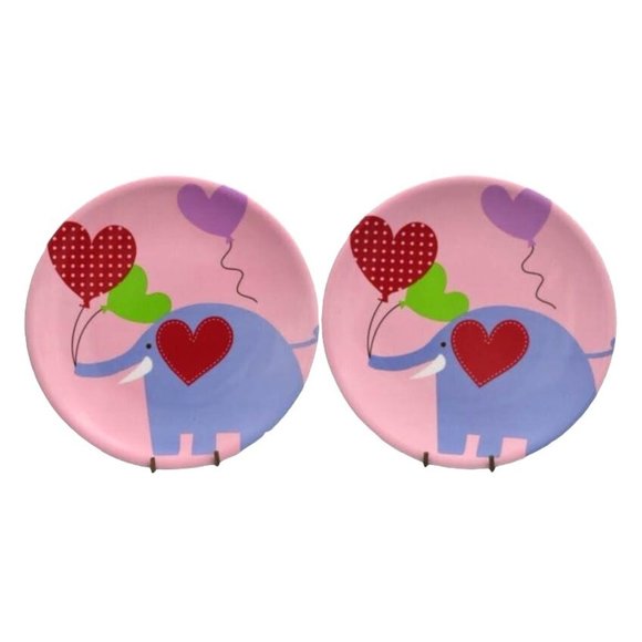 Kids Melamine Plates Set of 2 Elephant Hearts - Picture 1 of 4
